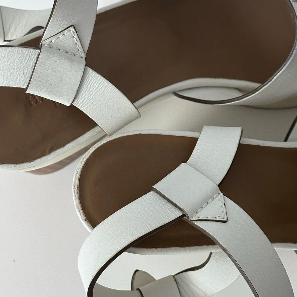 HERMÈS Opaline Leather Slingback Sandals - White, Brown - Picture 6 of 11